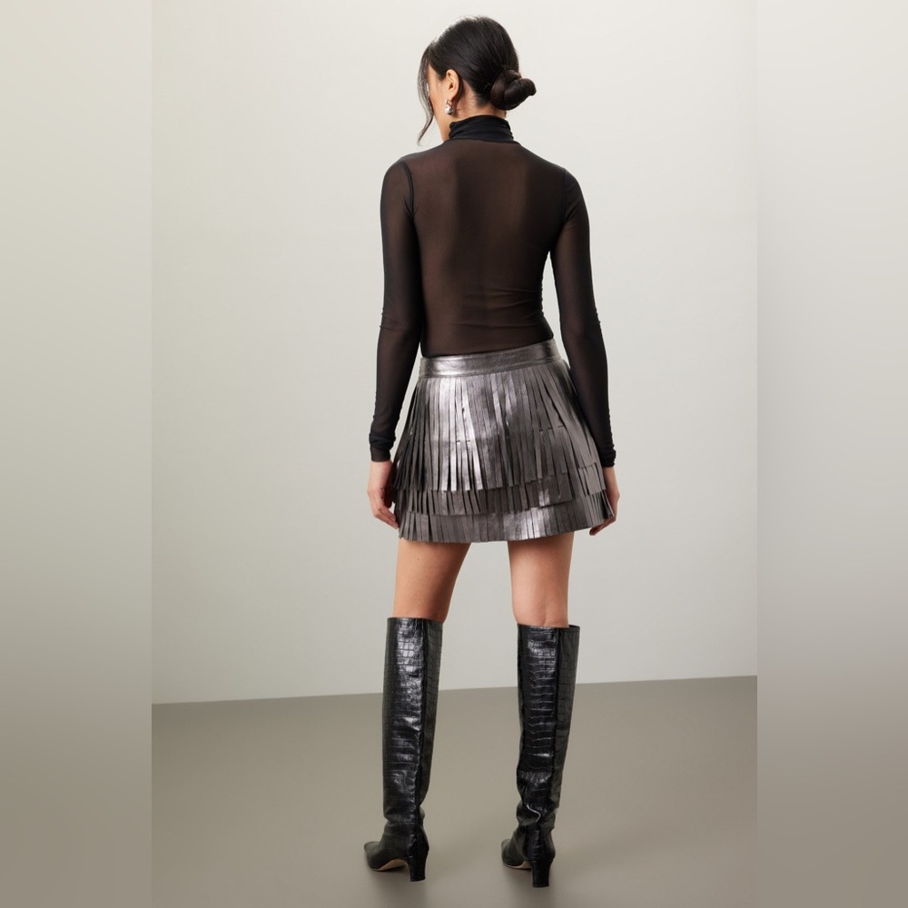 All Saints Metallic Fringe Mini Skirt - Picture 2 of 6